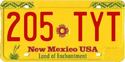 NM license plate 205TYT