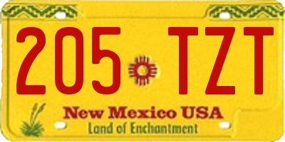 NM license plate 205TZT