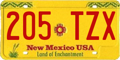 NM license plate 205TZX