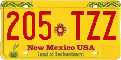 NM license plate 205TZZ