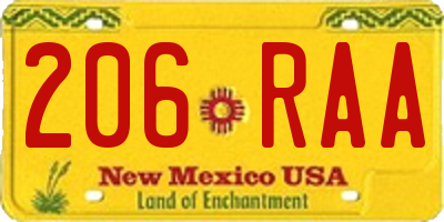 NM license plate 206RAA