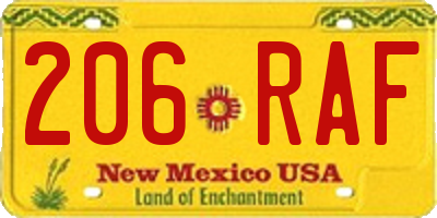 NM license plate 206RAF