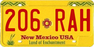 NM license plate 206RAH