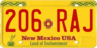 NM license plate 206RAJ