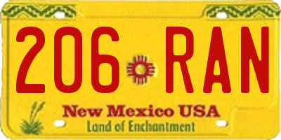 NM license plate 206RAN