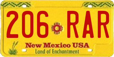 NM license plate 206RAR