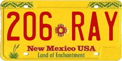 NM license plate 206RAY