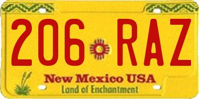 NM license plate 206RAZ