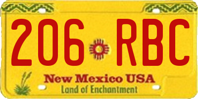 NM license plate 206RBC
