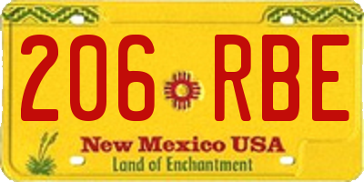 NM license plate 206RBE