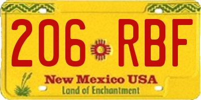 NM license plate 206RBF
