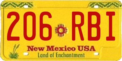 NM license plate 206RBI