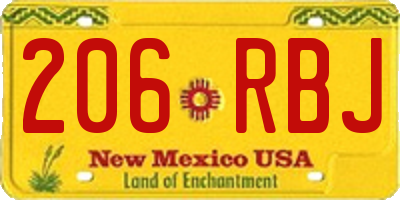 NM license plate 206RBJ
