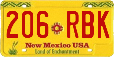 NM license plate 206RBK