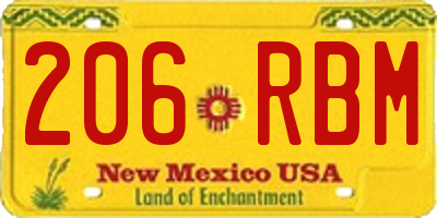 NM license plate 206RBM