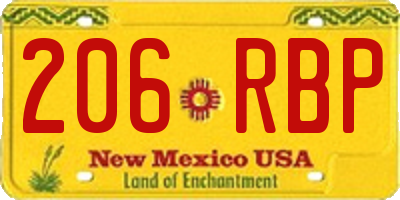 NM license plate 206RBP