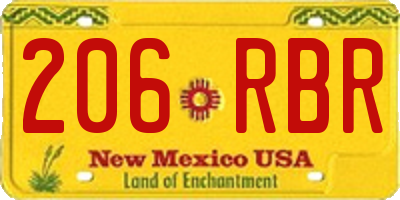 NM license plate 206RBR