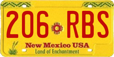 NM license plate 206RBS