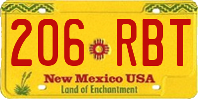 NM license plate 206RBT