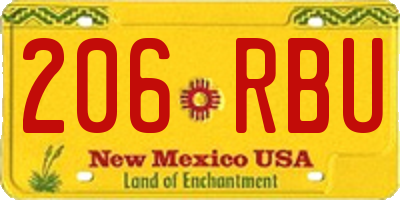 NM license plate 206RBU