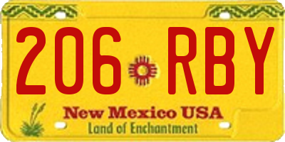 NM license plate 206RBY