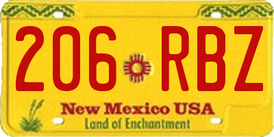 NM license plate 206RBZ
