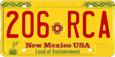 NM license plate 206RCA