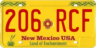 NM license plate 206RCF
