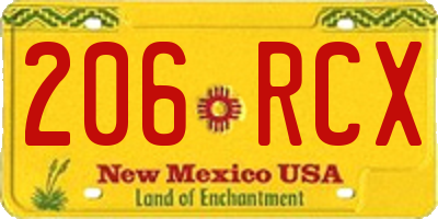 NM license plate 206RCX