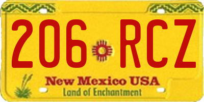 NM license plate 206RCZ