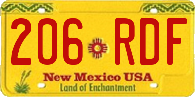 NM license plate 206RDF