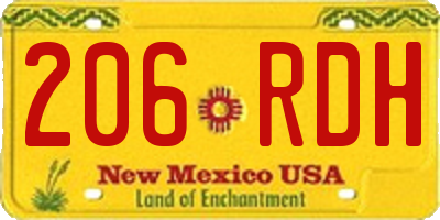 NM license plate 206RDH