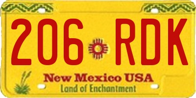 NM license plate 206RDK