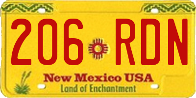 NM license plate 206RDN
