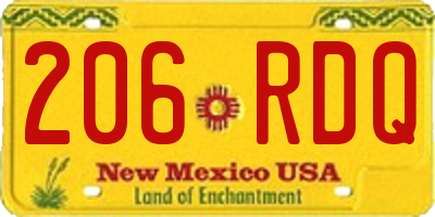 NM license plate 206RDQ