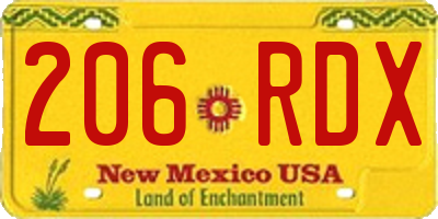 NM license plate 206RDX