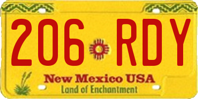 NM license plate 206RDY