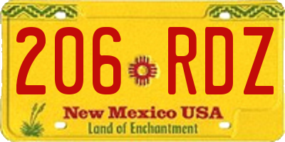 NM license plate 206RDZ