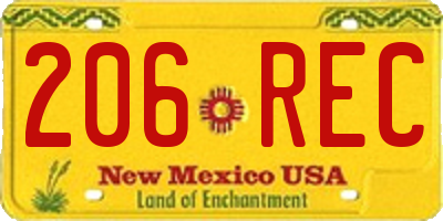 NM license plate 206REC