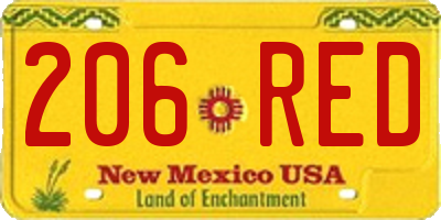 NM license plate 206RED