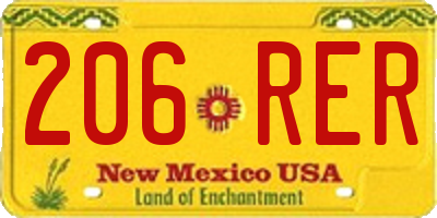 NM license plate 206RER