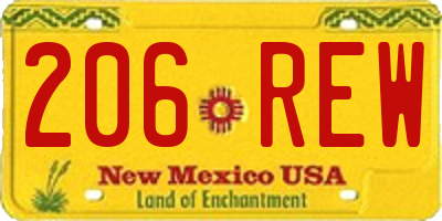 NM license plate 206REW