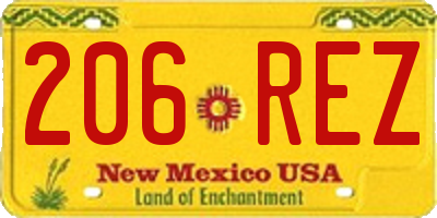 NM license plate 206REZ