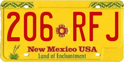 NM license plate 206RFJ