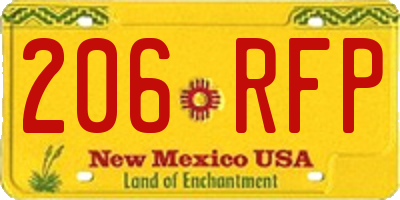 NM license plate 206RFP