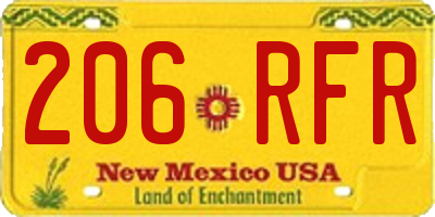 NM license plate 206RFR