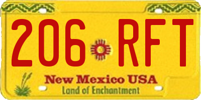 NM license plate 206RFT
