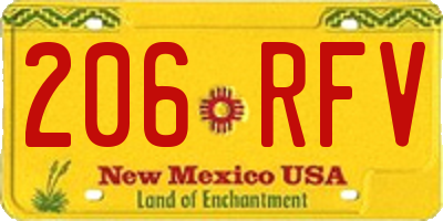 NM license plate 206RFV