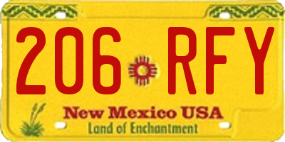 NM license plate 206RFY