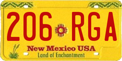NM license plate 206RGA